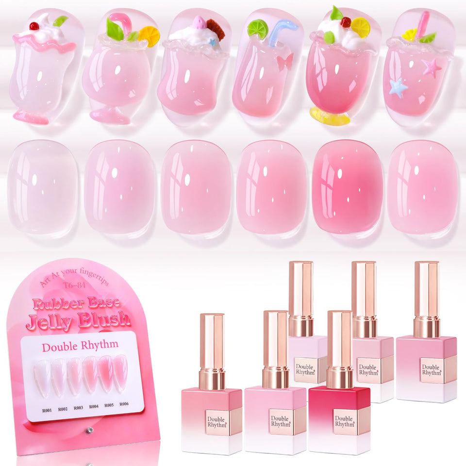 Double Rhythm milky nude rose gel polish bottle front with glossy finish