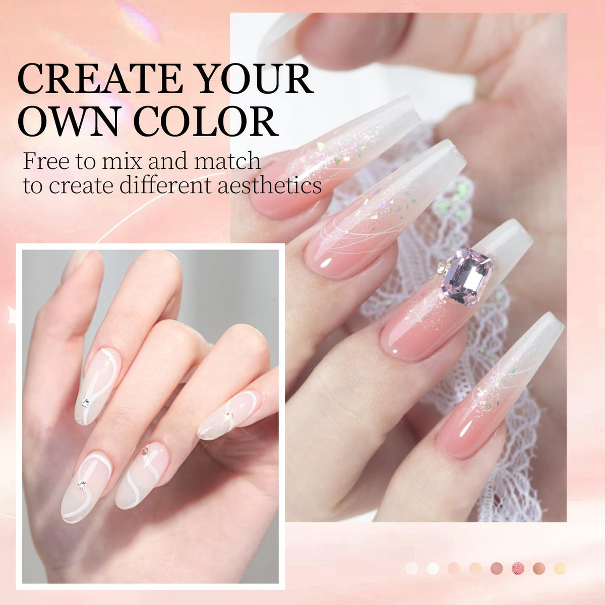 DouborQ acrylic nail kit UV lamp use image highlighting curing power.