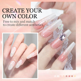 DouborQ acrylic nail kit UV lamp use image highlighting curing power.