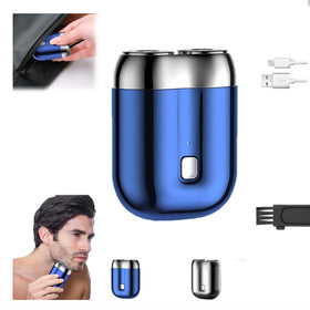 DOUNIU mini dual-head shaver front view shows compact travel-friendly design for quick grooming