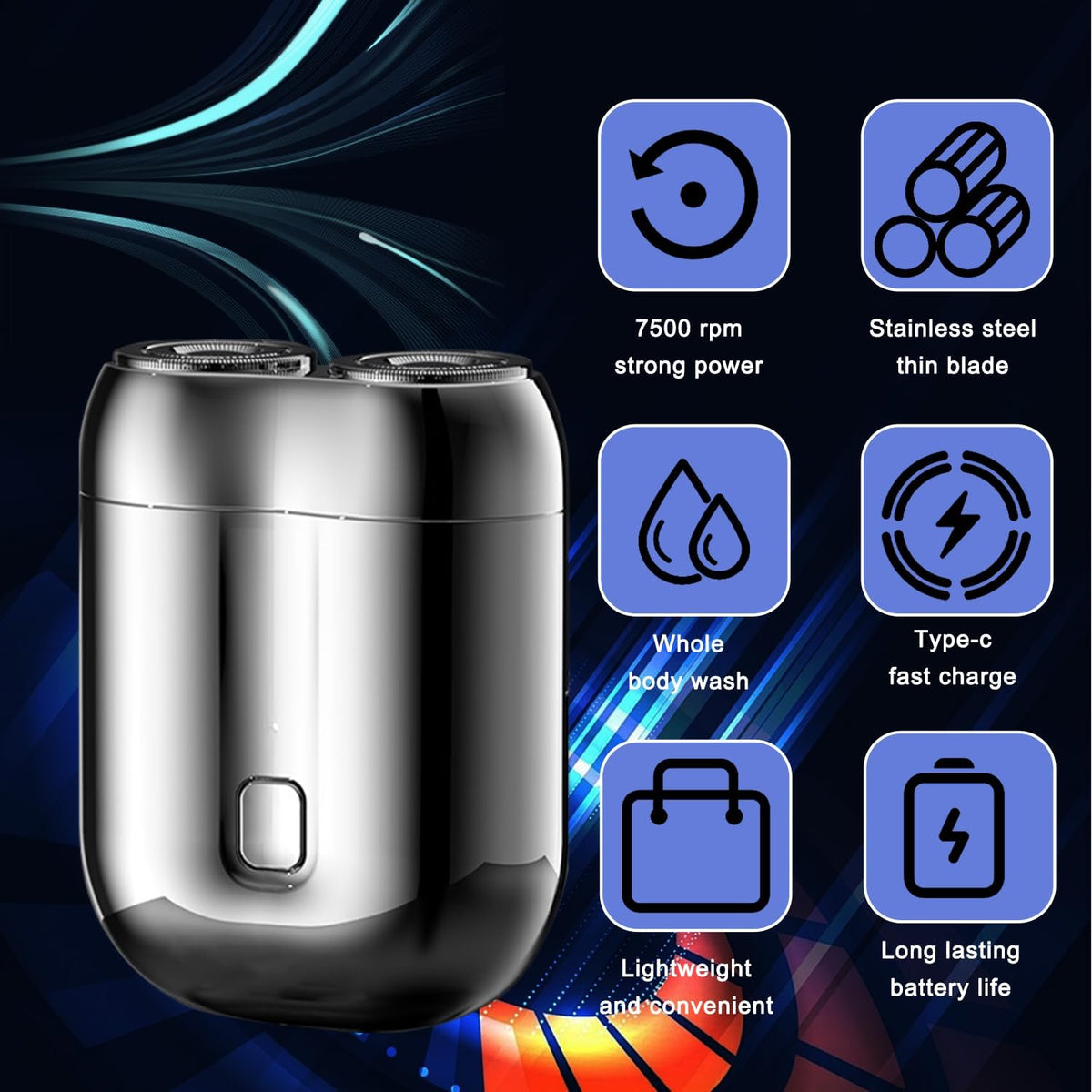 DOUNIU travel-friendly compact shaver fits in pockets and bags.