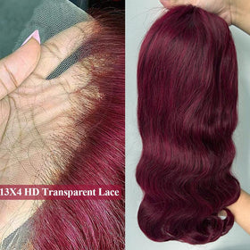 Douyin burgundy wig features baby hairs for a natural hairline