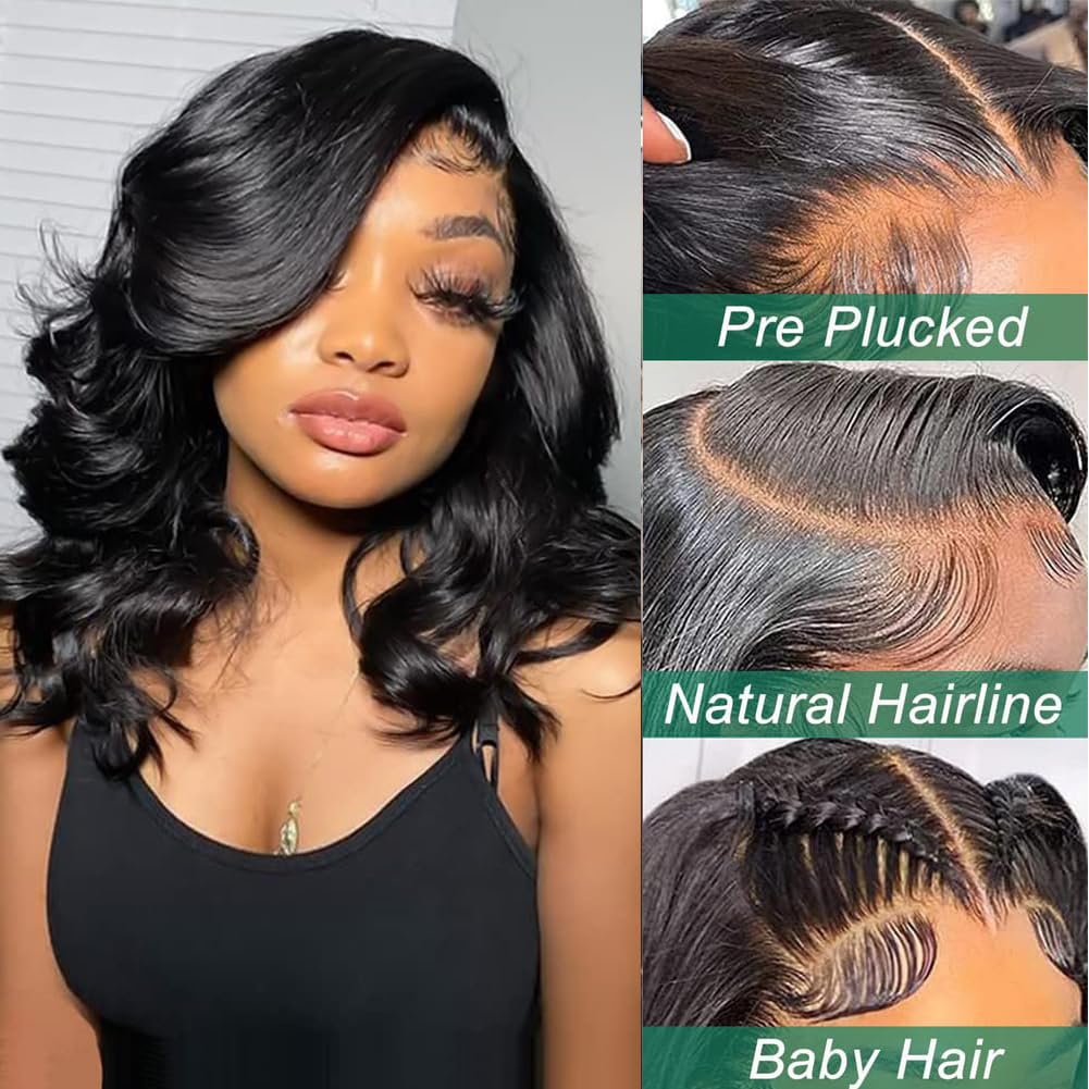 Douyin Bob Wig body wave side view showing movement and fullness for versatile styling.