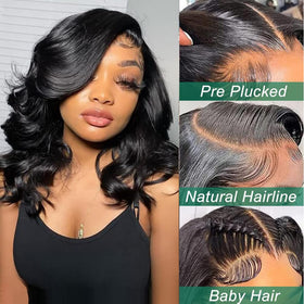 Douyin Bob Wig body wave side view showing movement and fullness for versatile styling.