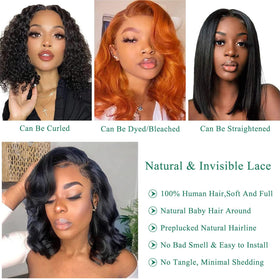 Douyin Bob Wig pre-plucked hairline close-up emphasizes ready-to-wear realism.