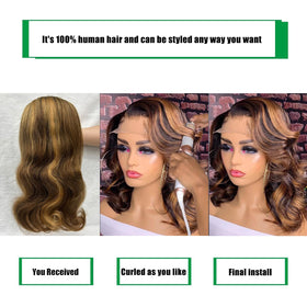 Douyin body wave honey blonde wig for everyday wear and events.