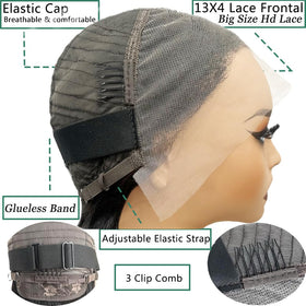 Douyin HD transparent lace front close-up shows seamless parting