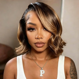Douyin honey blonde bob wig 12 inch with HD lace front for natural, seamless parting.