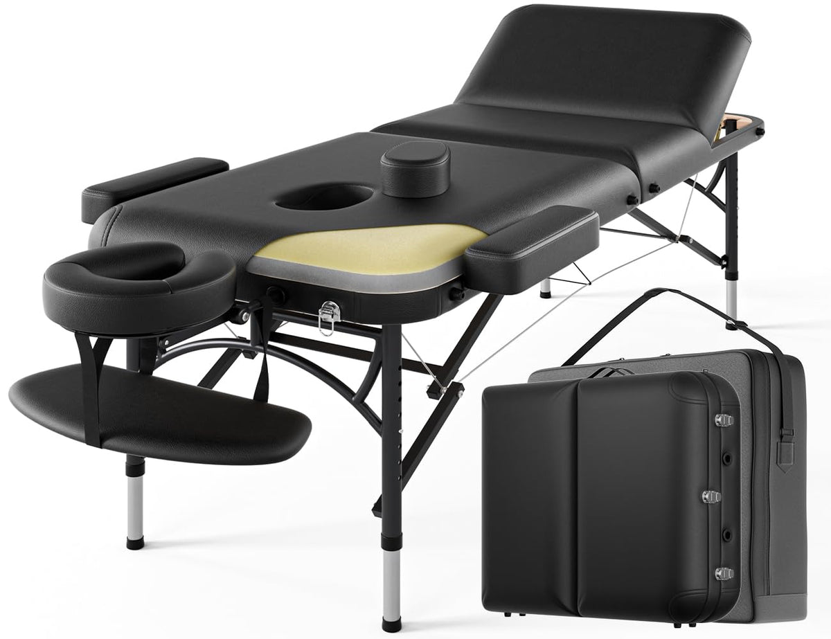 DOVANS professional massage table folded compact with carrying bag for transport