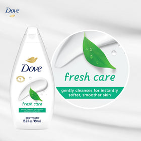Dove packaging highlights 100% recycled plastic bottle material.