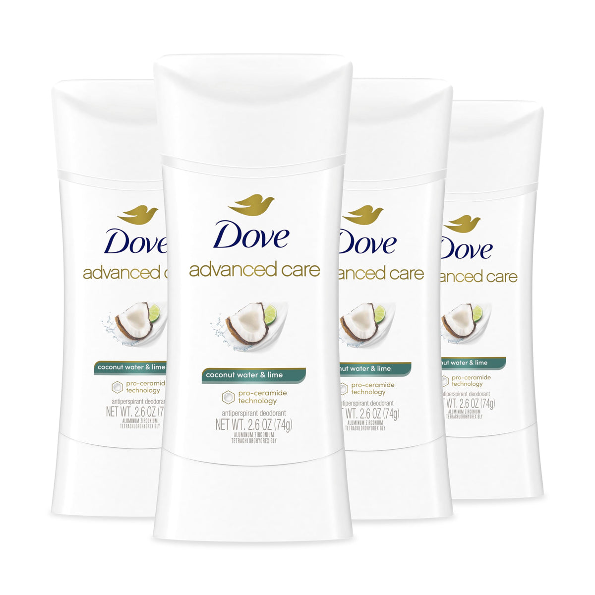 Dove Advanced Care Coconut Water & Lime stick delivering soft, protected underarms