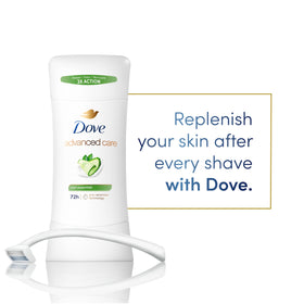 Applying Dove Advanced Care Cool Essentials after shaving on underarms