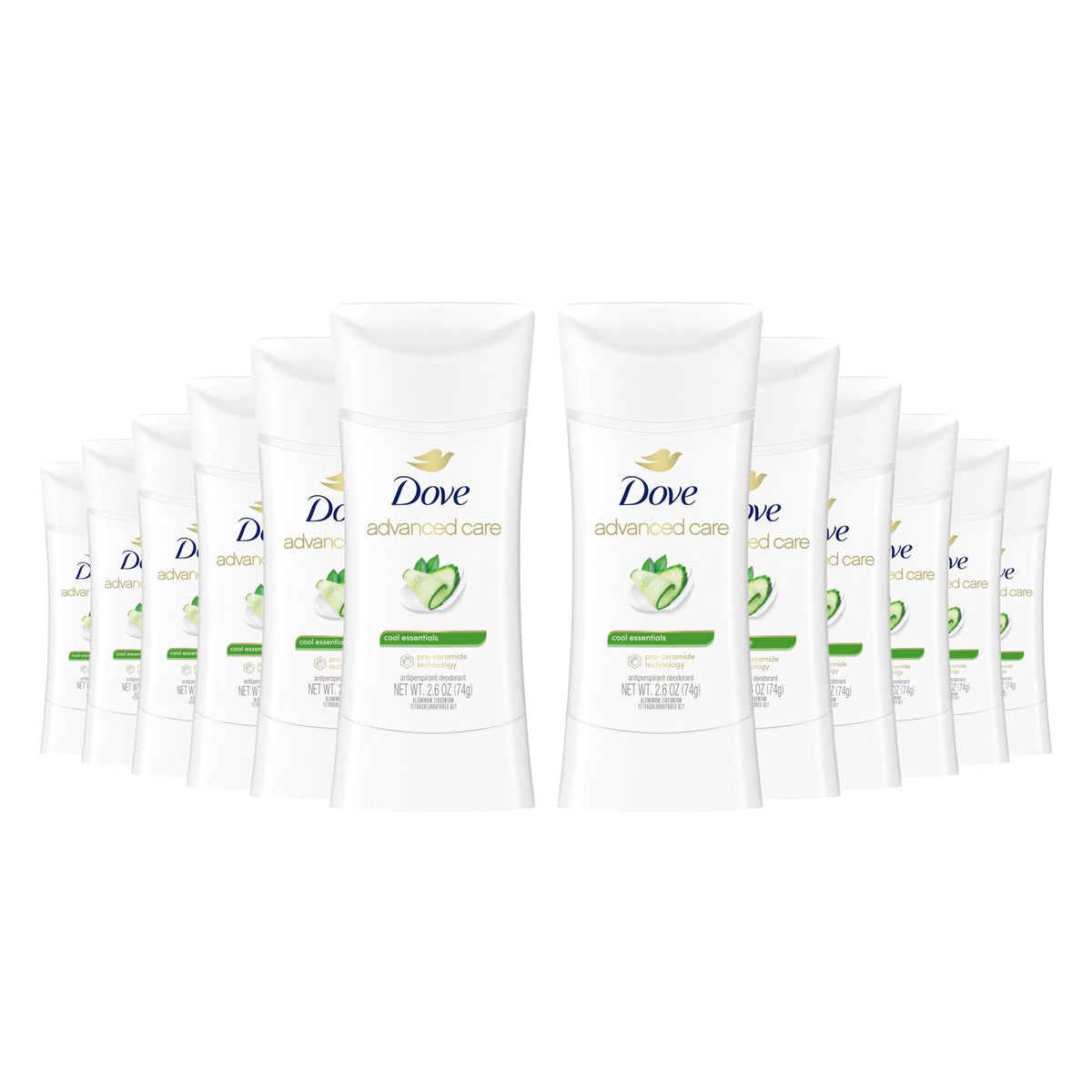 Dove Advanced Care Cool Essentials pack of 12 sticks for daily underarm protection