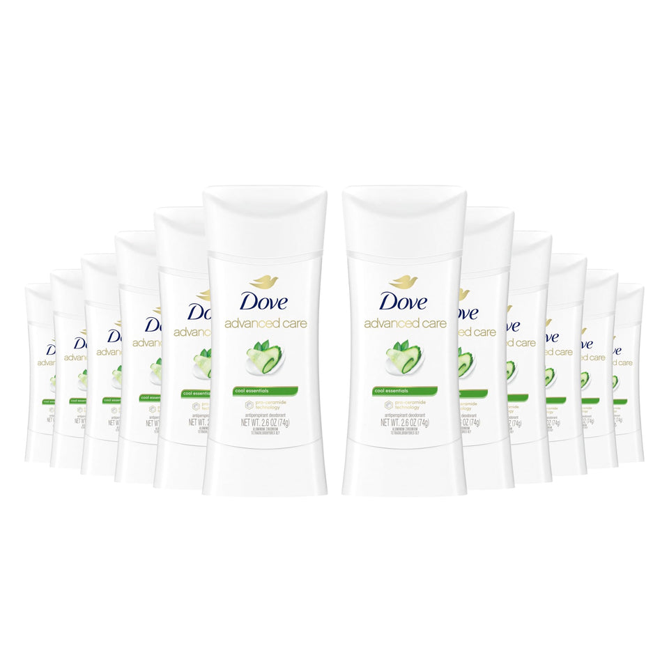 Dove Advanced Care Cool Essentials pack of 12 sticks for daily underarm protection