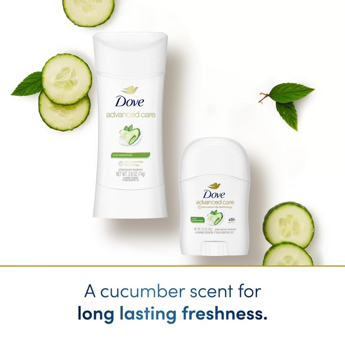 Dove Advanced Care green tea cucumber scent focus highlighting refreshing aroma
