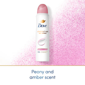 Dove Advanced Care Powder Soft Spray in action for precise underarm application.