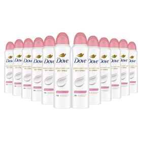 Dove Advanced Care Powder Soft Spray can demonstrates quick-dry protection for underarms.
