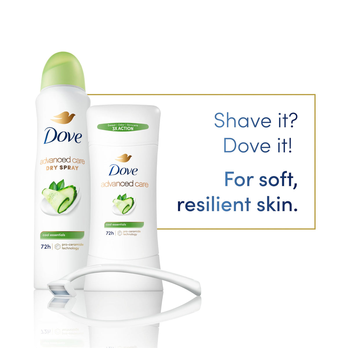 Vegan and alcohol-free formula icon for Dove Advanced Care