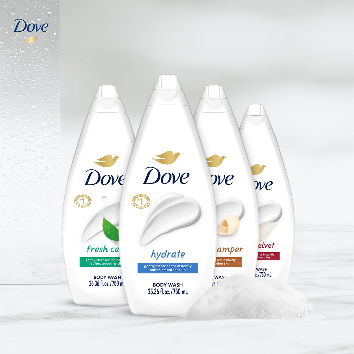Dove Fresh Care bottle highlights refreshing scent and clean feeling