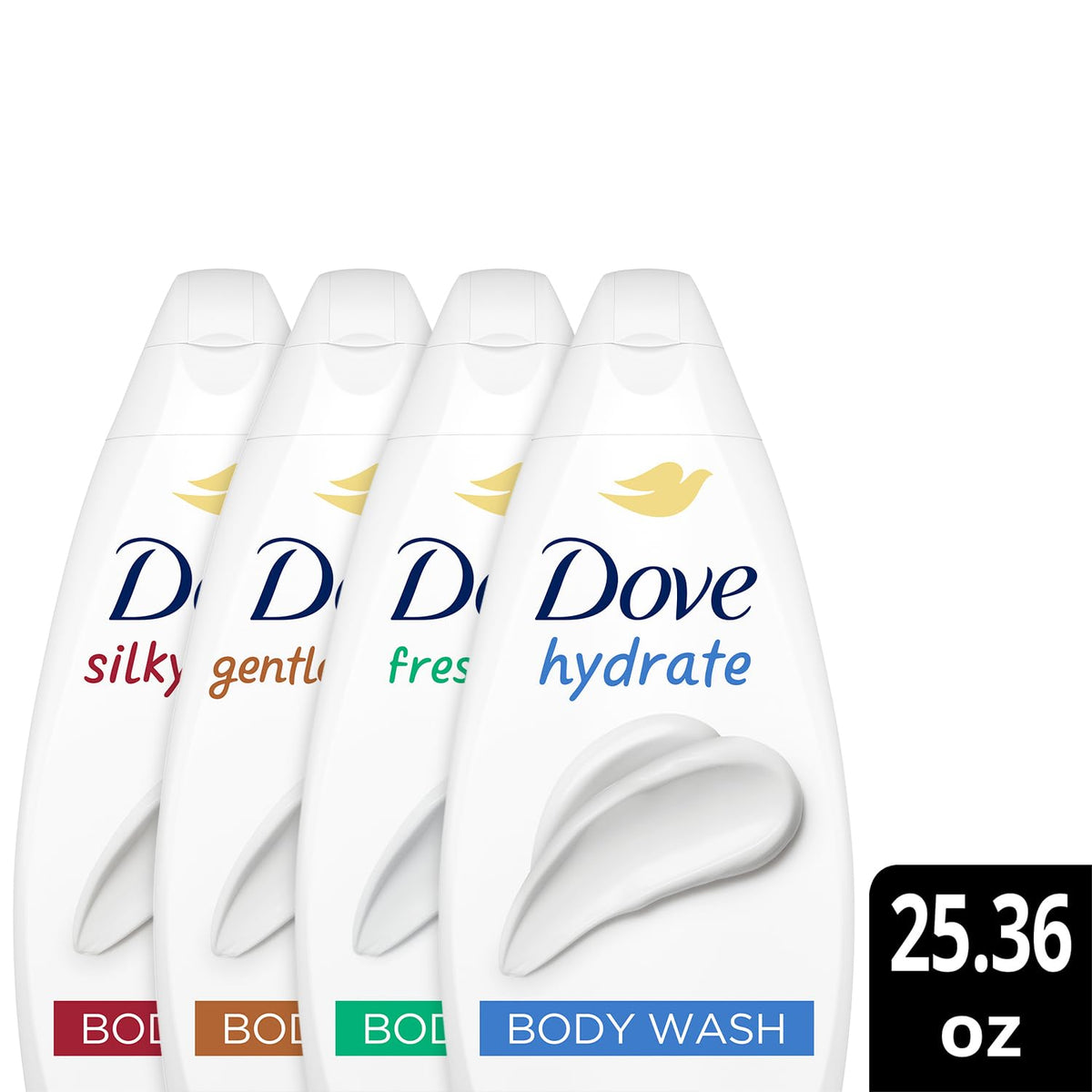 Dove Gentle Pamper bottle ready for gentle cleansing on skin