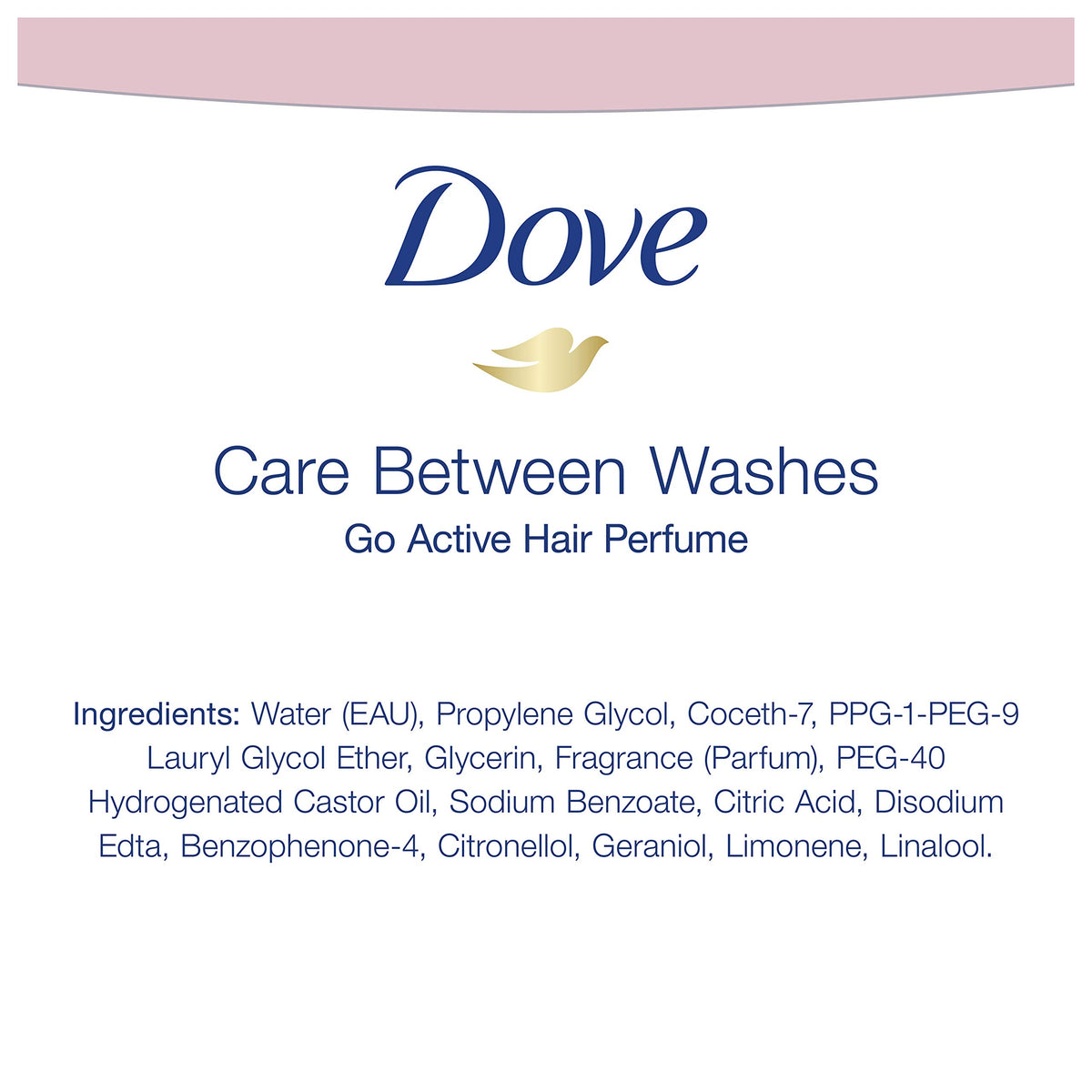 Dove Care Between Washes hair perfume spray for after-workout refresh.