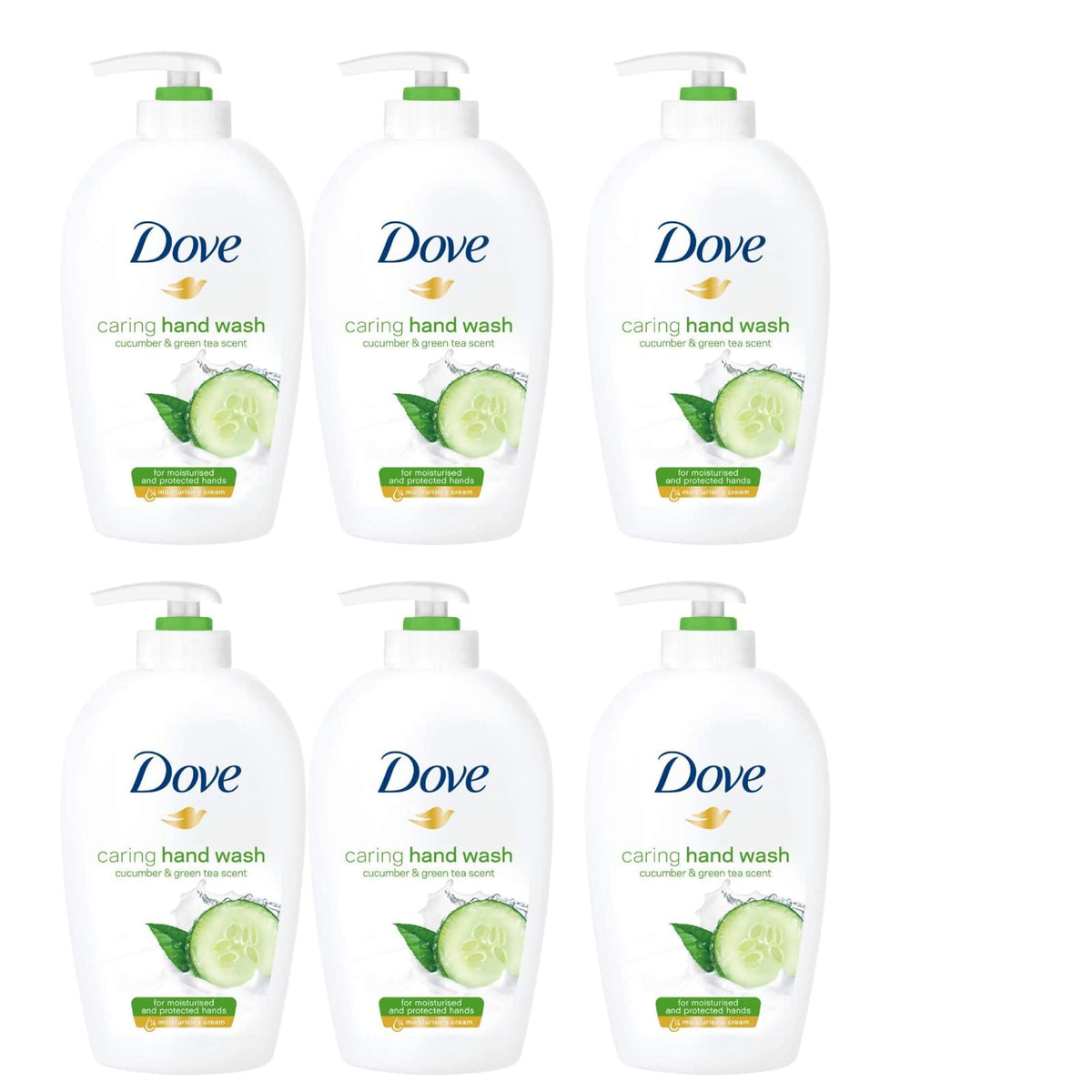 Dove Caring Hand Wash bottle with cucumber and green tea scent for refreshing clean