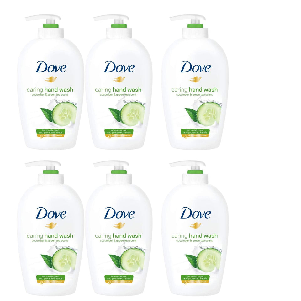 Dove Caring Hand Wash bottle with cucumber and green tea scent for refreshing clean
