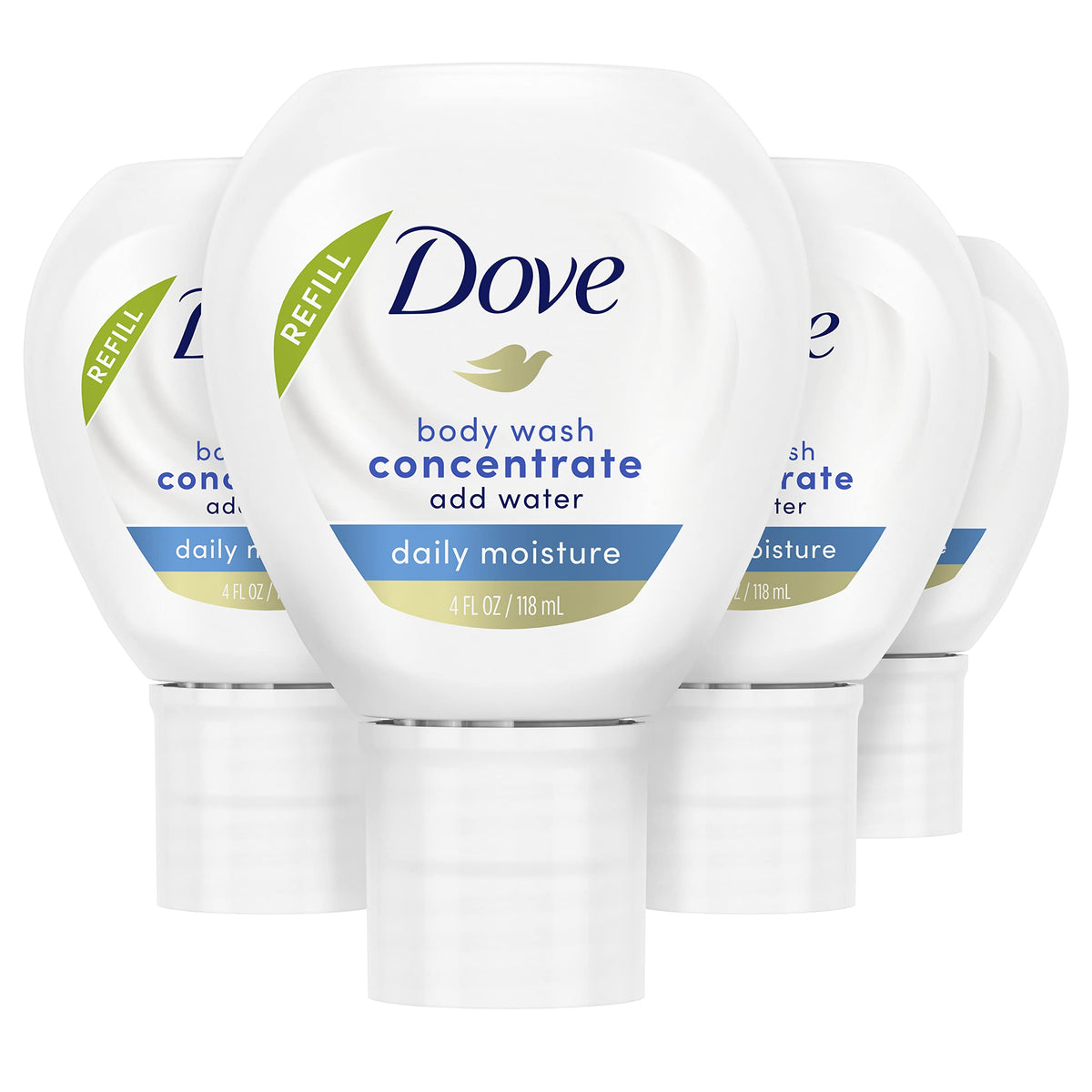 Dove Concentrate Daily Moisture refill bottle assembly reduces waste and simplifies refilling.