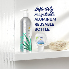 Dove Refillable bottle with concentrate ready for daily moisturizing.