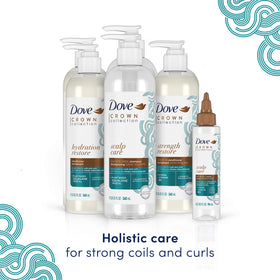 Dove Crown Cruelty-Free packaging communicates ethical care for hair routines.