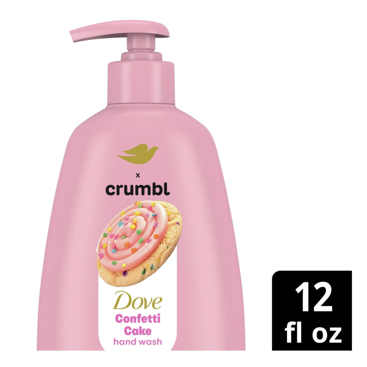 Dove Crumbl Confetti Cake hand wash pump top for easy, moisturizing cleansing