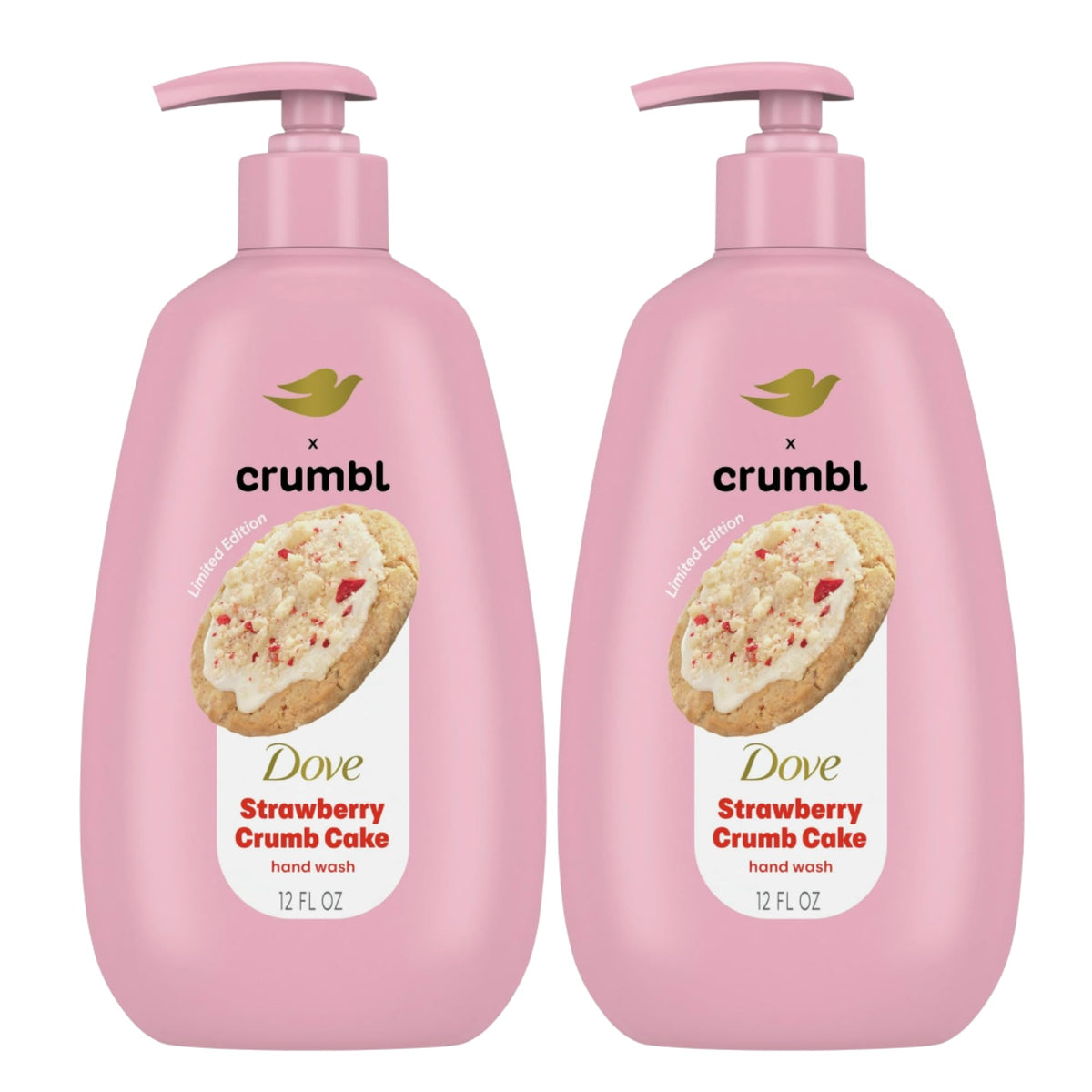 Dove Crumbl Strawberry Crumb Cake bottle front for daily nourishing cleansing