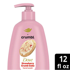Dove Crumbl bottle pump highlights quick foaming lather and easy dispensing
