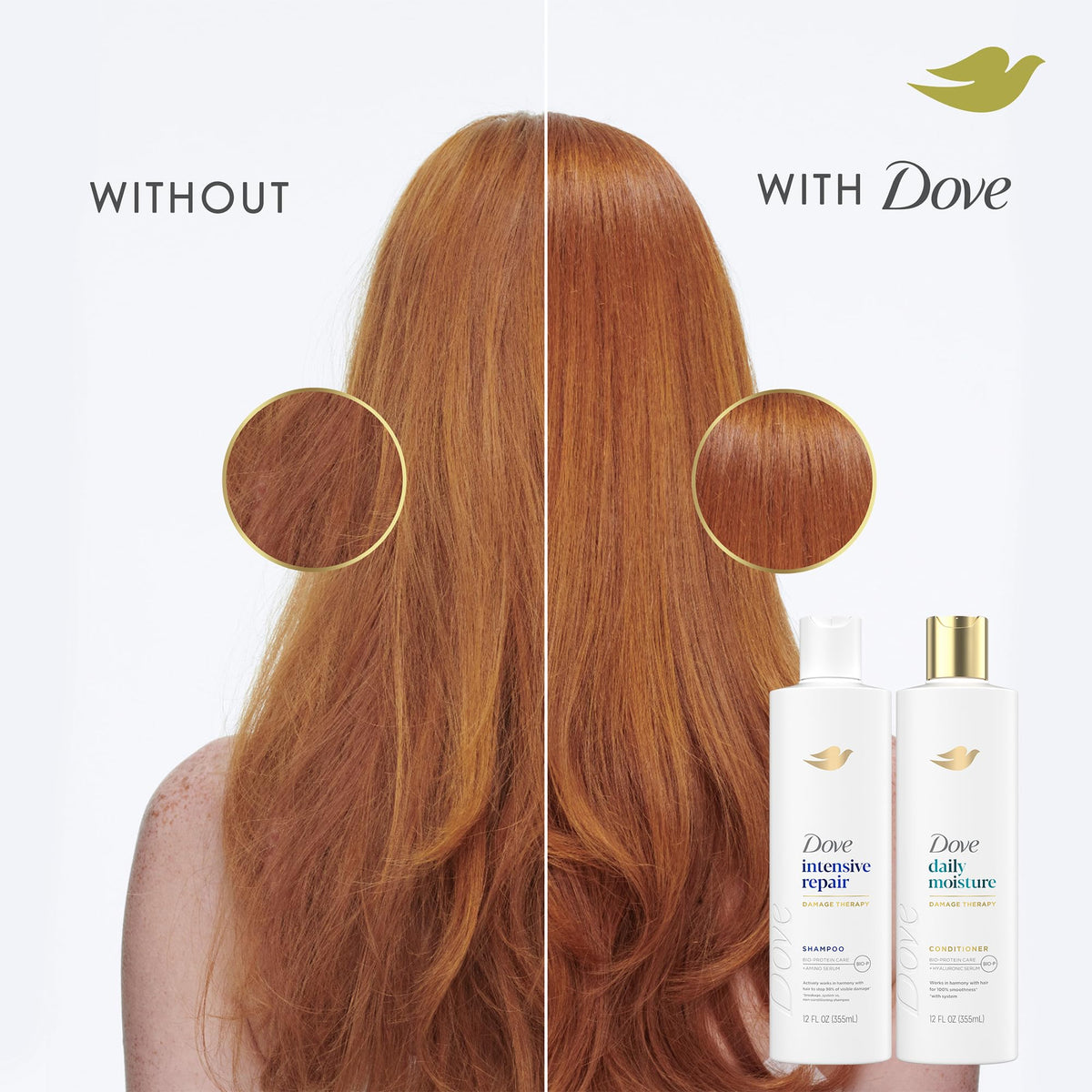 Dove Daily Moisture Conditioner bottle for smoother, detangled hair.