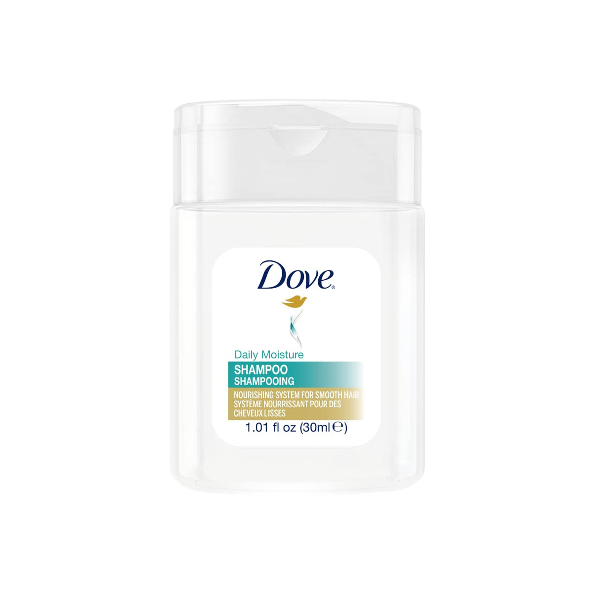 Dove Daily Moisture mini shampoo bottle ideal for hotel guest amenities and travel-size care