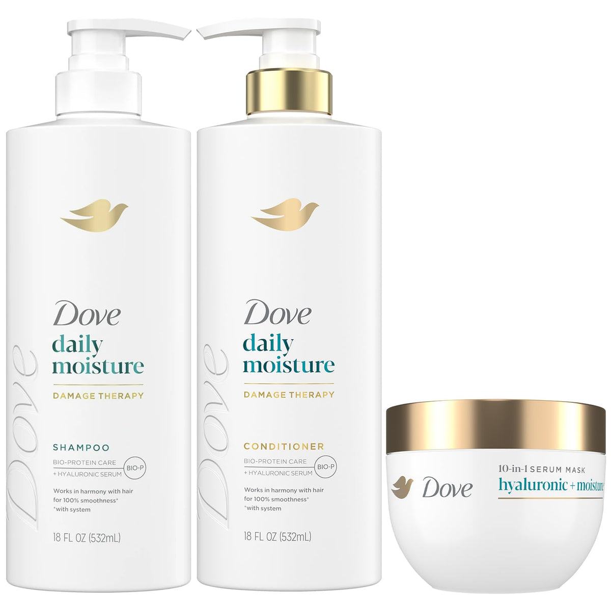 Dove Daily Moisture Shampoo pump bottle for gentle cleansing and hydration