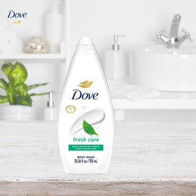Dove Deep Moisture pour demonstrates smooth flow for a soothing shower.