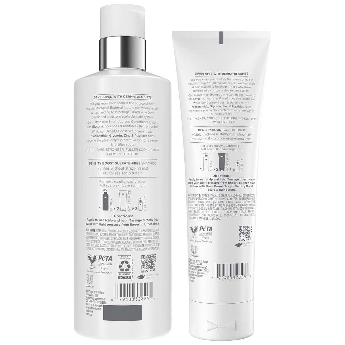 Dove Derma Scalp Thickening Conditioner tube ready for detangling and shine