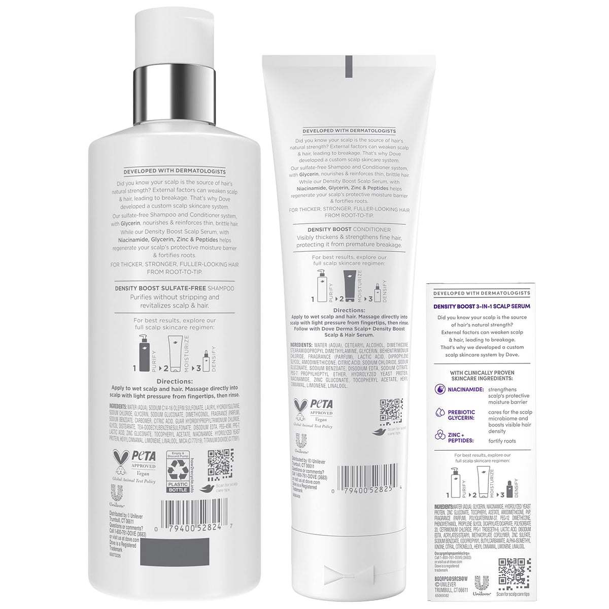 Dove Derma Scalp Thickening Conditioner tube nourishes fragile hair for stronger-feeling strands