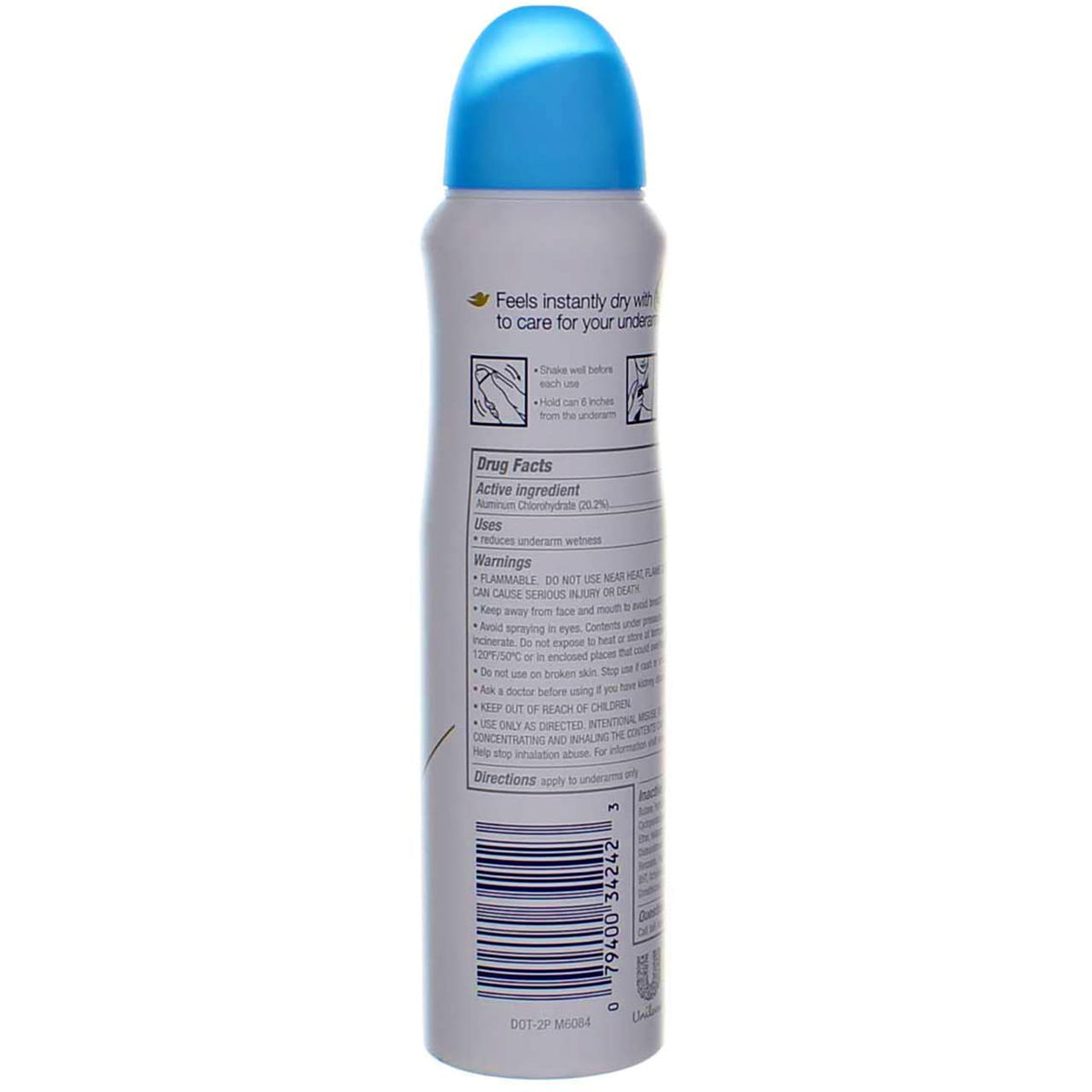 Dove Dry Spray application on underarms for a fast-drying feel.