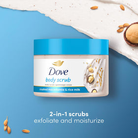 Dove Exfoliating Body Polish creamy texture ready for in-shower use.