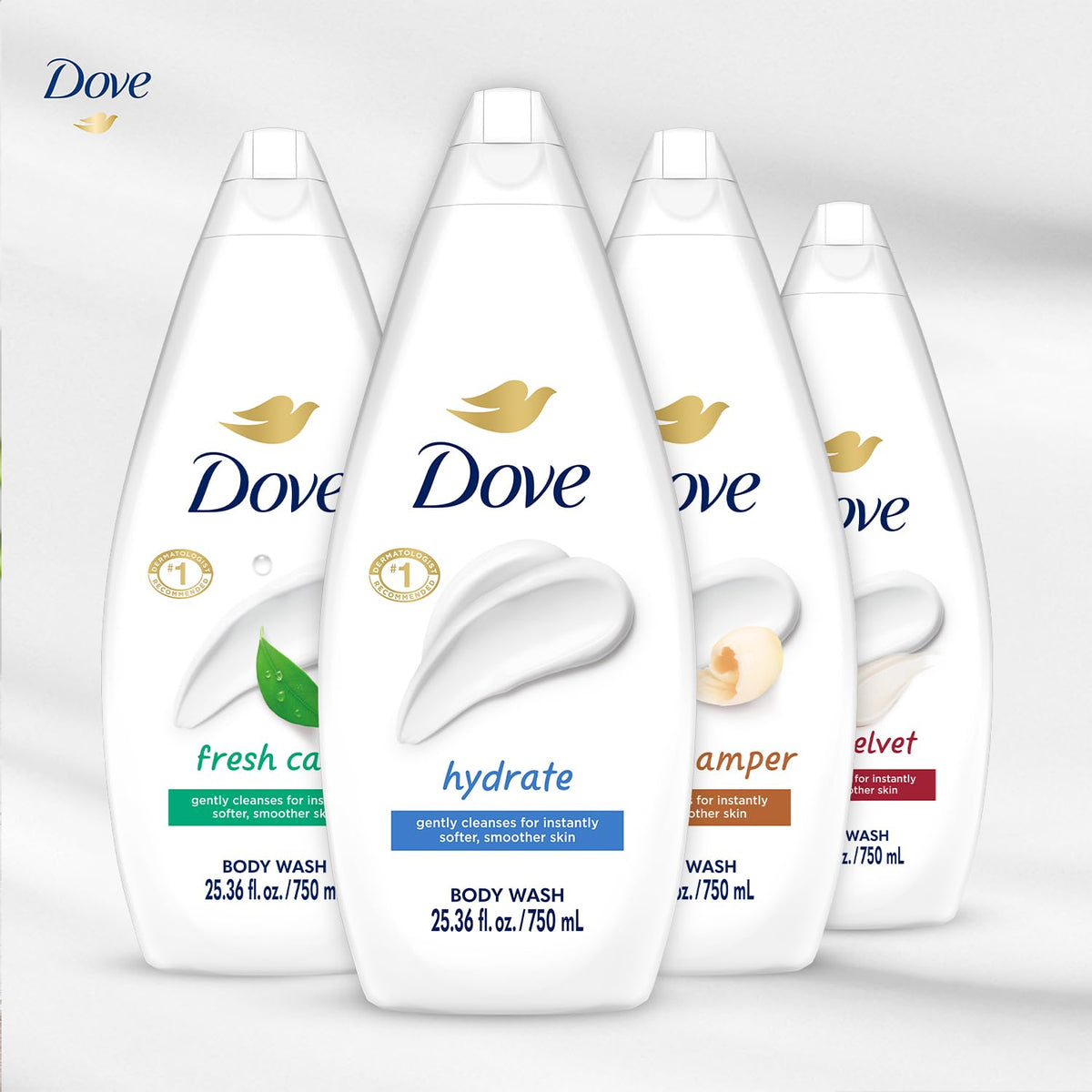 Dove Family Pack multiple bottles arranged for shared shower routines