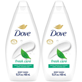 Dove Fresh Care body wash bottle showing a moisturizing, refreshing cleanse.