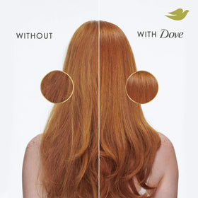 Dove frizz free hair close up showing shine and manageability