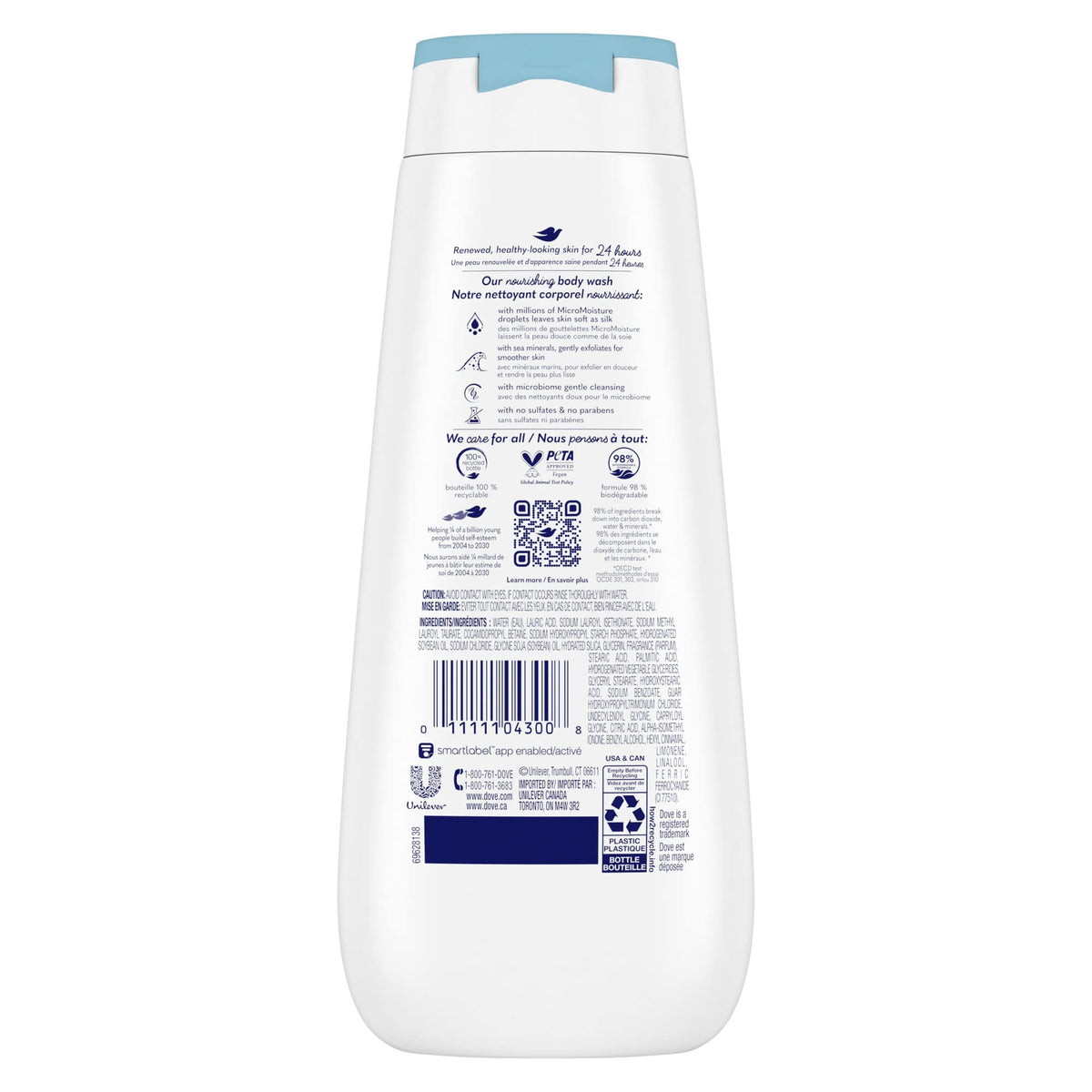 Dove Gentle Exfoliating Sea Minerals micro-moisture droplets on skin during wash