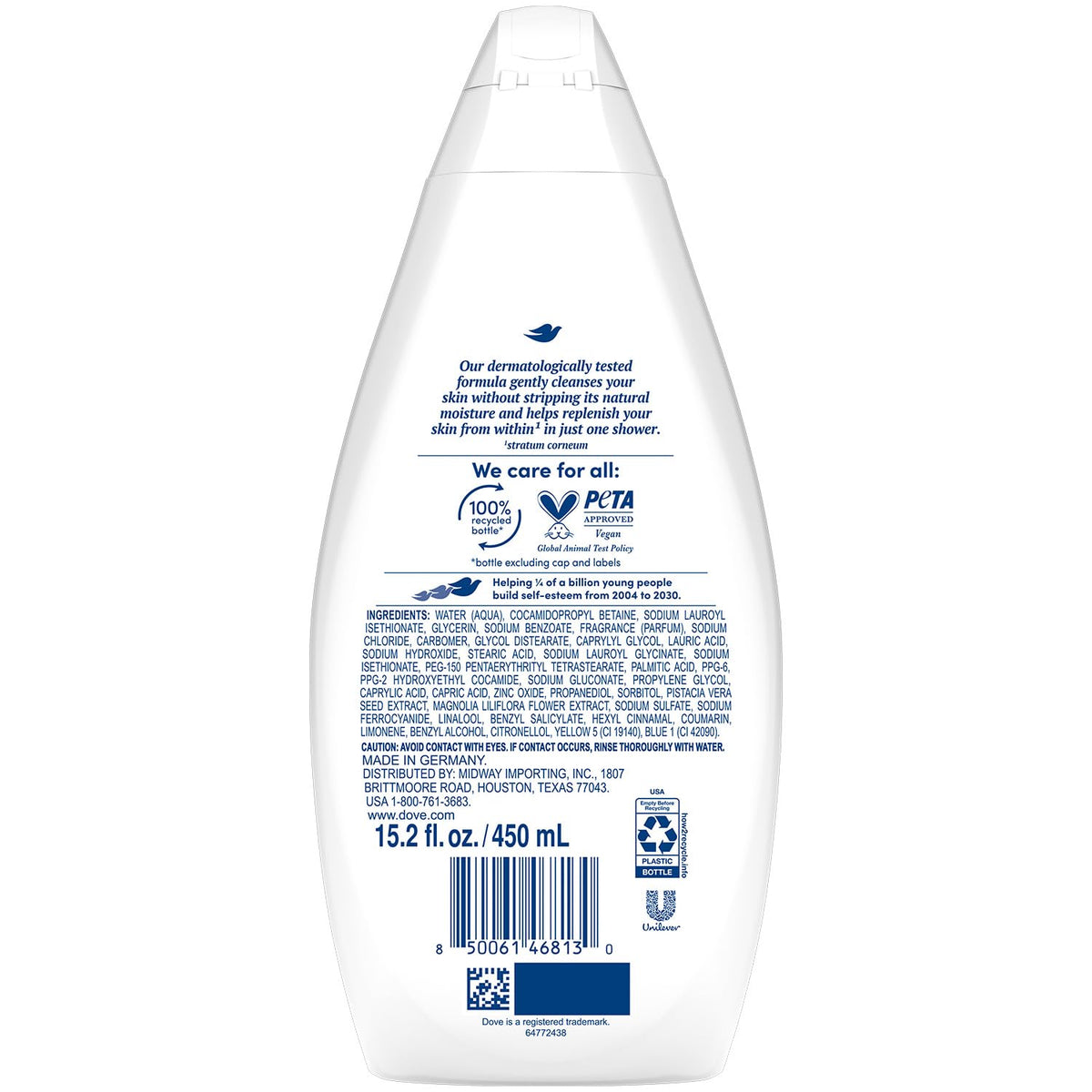 Dove Gentle Pamper body wash rich lather for soft, hydrated skin