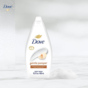 Dove Gentle Pamper body wash vanilla scent bottle highlighting soothing aroma