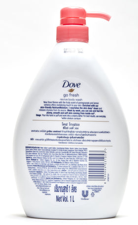 Dove Go Fresh Revive bottle lather delivering creamy cleanse and softness.