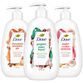 Dove Cinnamon Pumpkin Pie hand wash bottle for cozy seasonal hand care.