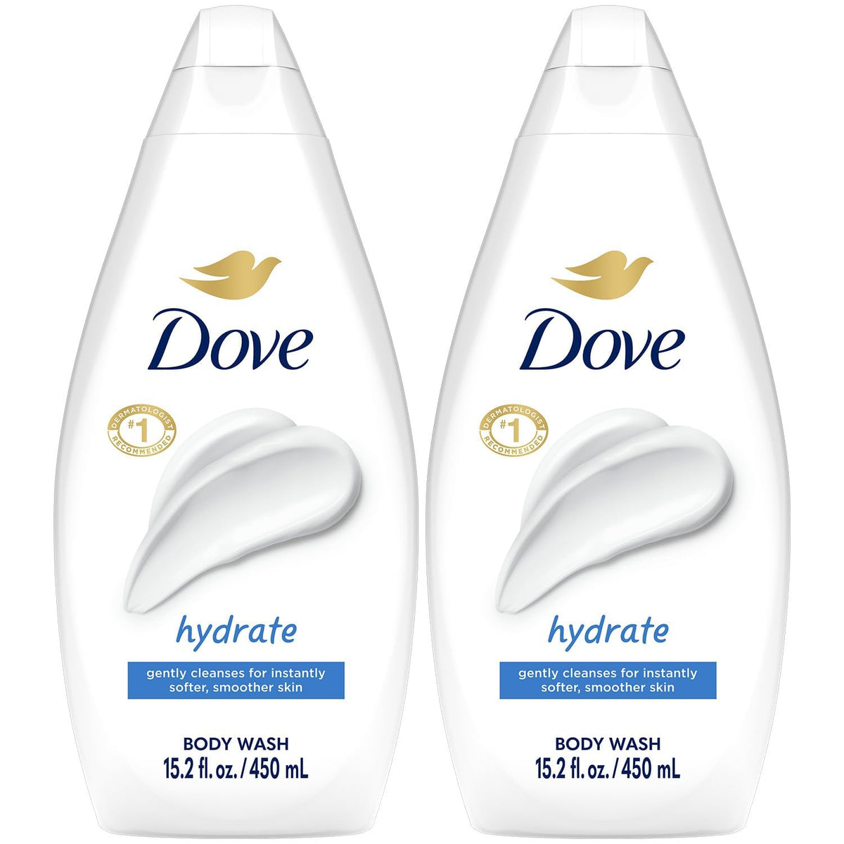 Dove Hydrate 2-Pack front view highlights packaging for easy online shopping.